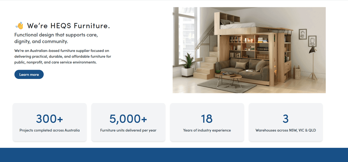 Screenshot of HEQS Furniture project